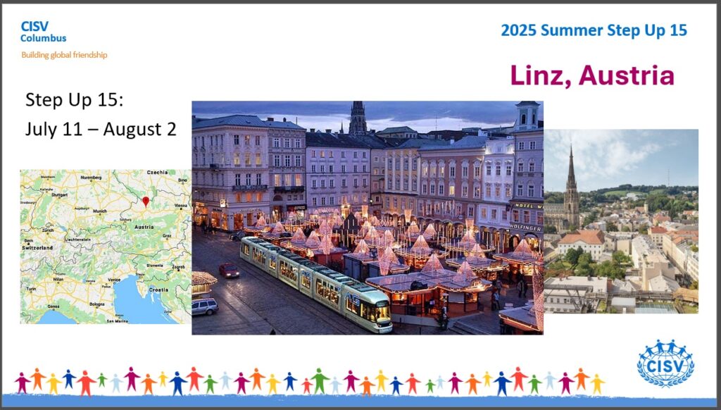 2025 CISV Summer Step Up 15 camp in Linz, Austria, and camp dates